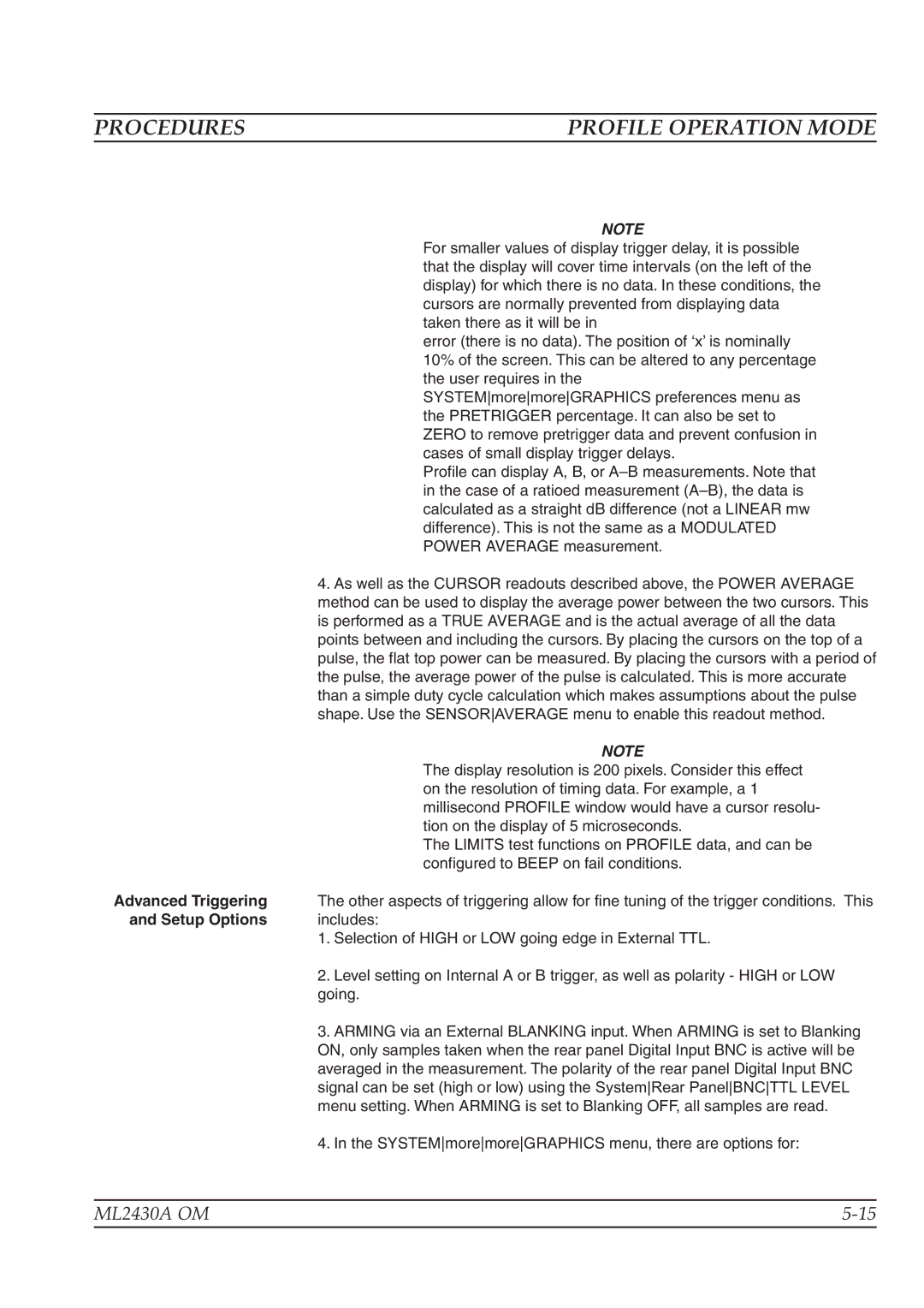 Anritsu ML2430A operation manual Setup Options 