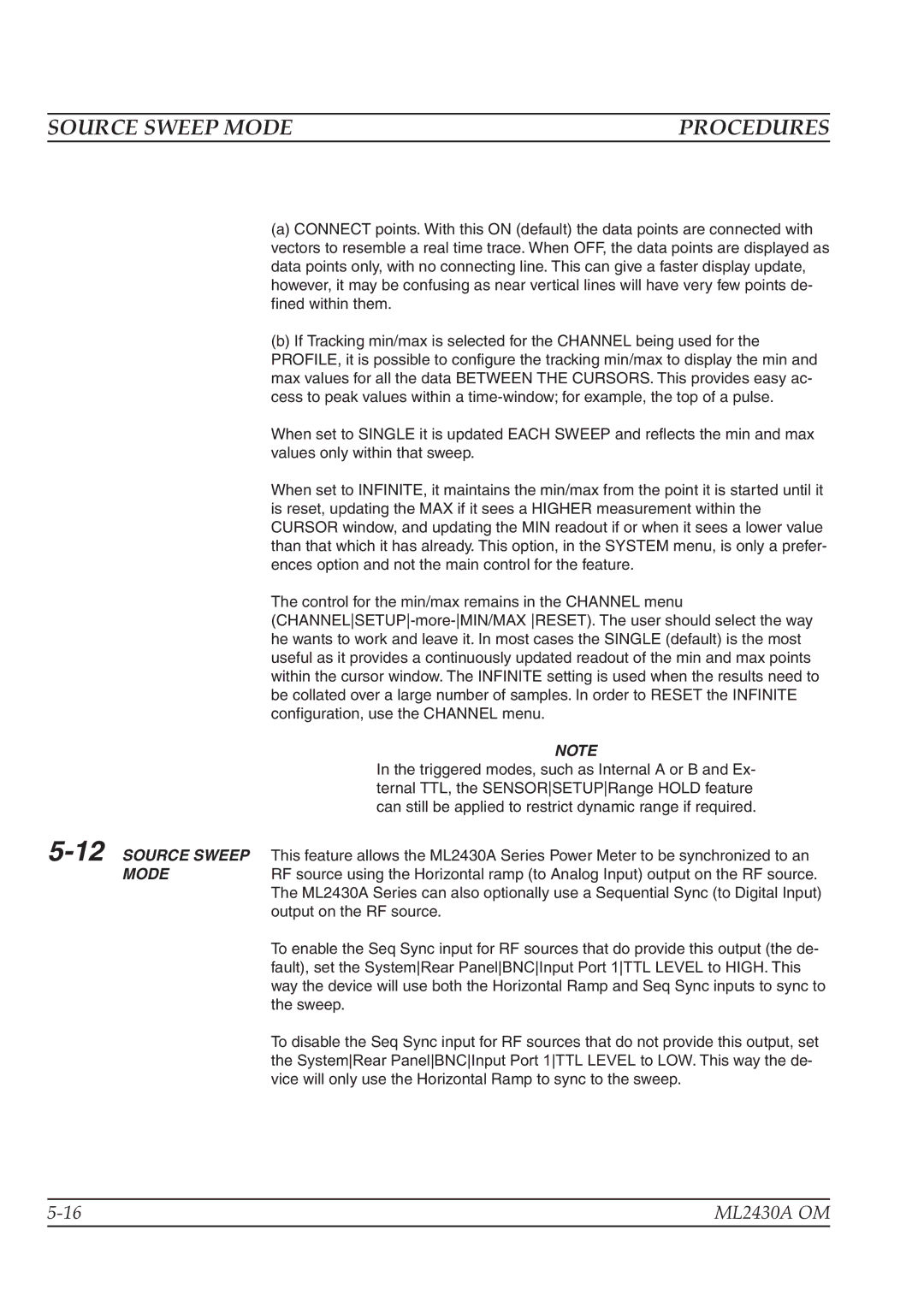 Anritsu ML2430A operation manual Source Sweep Mode, 12SOURCE Sweep 