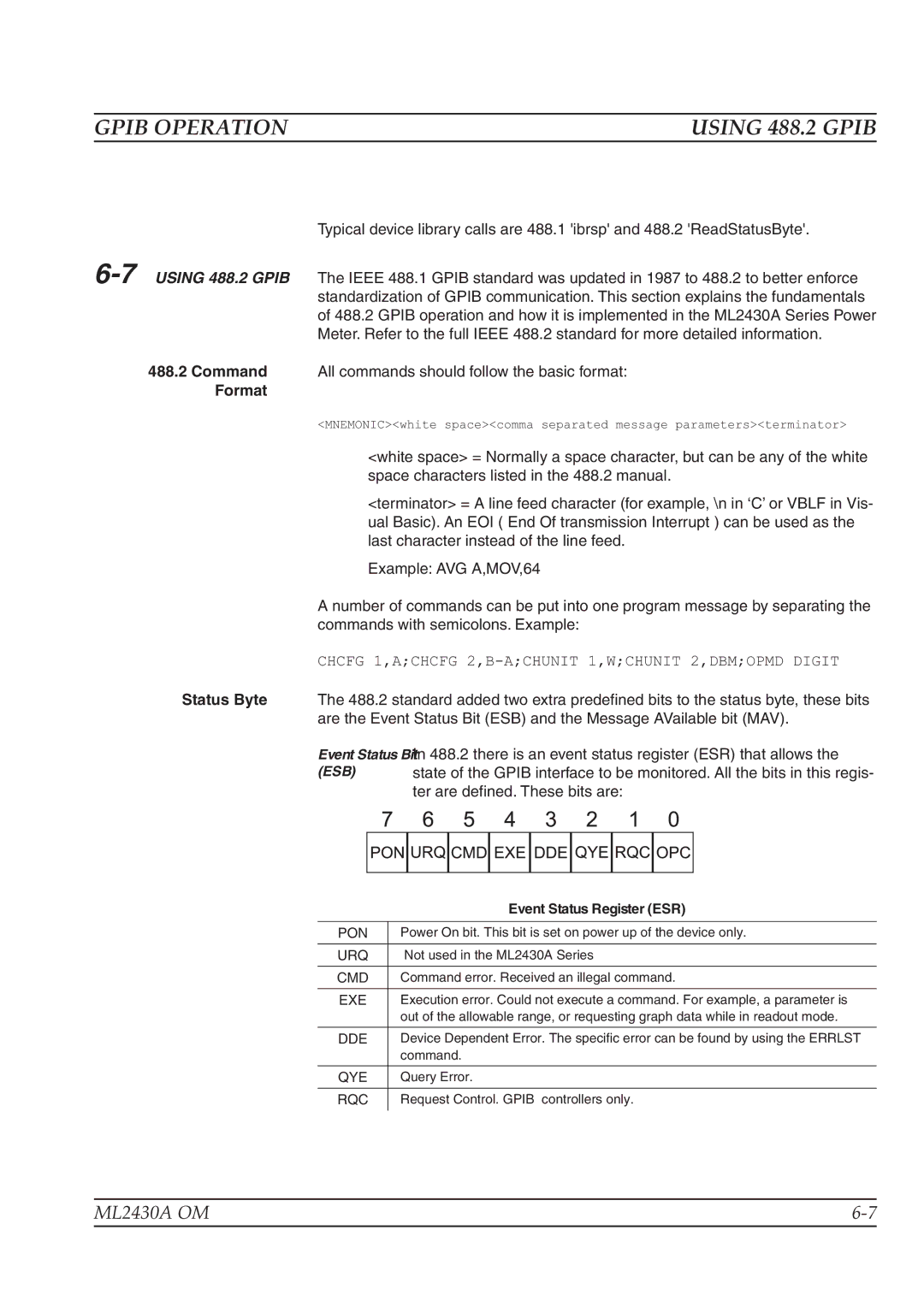 Anritsu ML2430A operation manual Using 488.2 Gpib, 7USING 488.2 Gpib, Format 