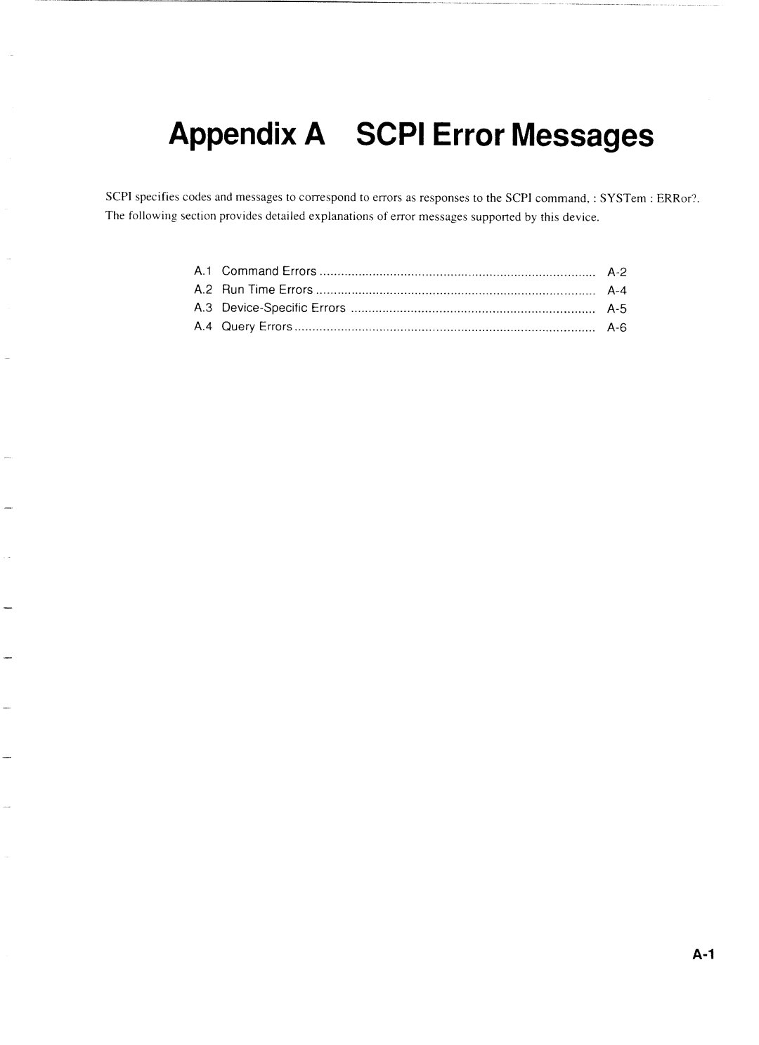 Anritsu MP1777A operation manual Appendix a Scpi Error Messages, Device-Specific Errors 