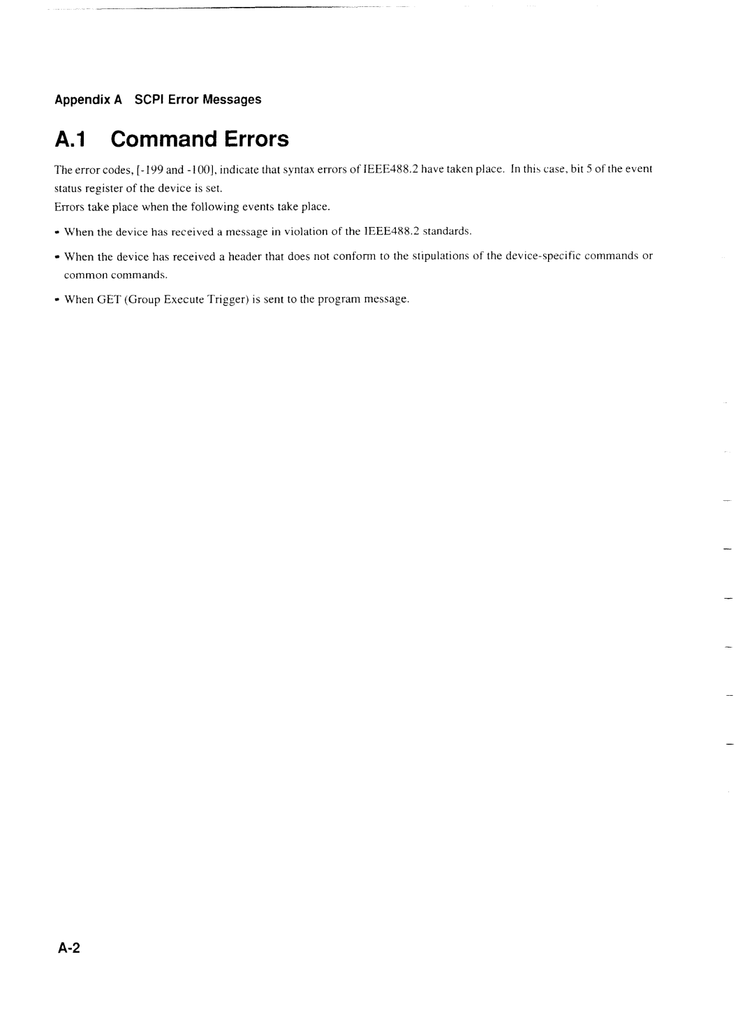 Anritsu MP1777A operation manual Command Errors 