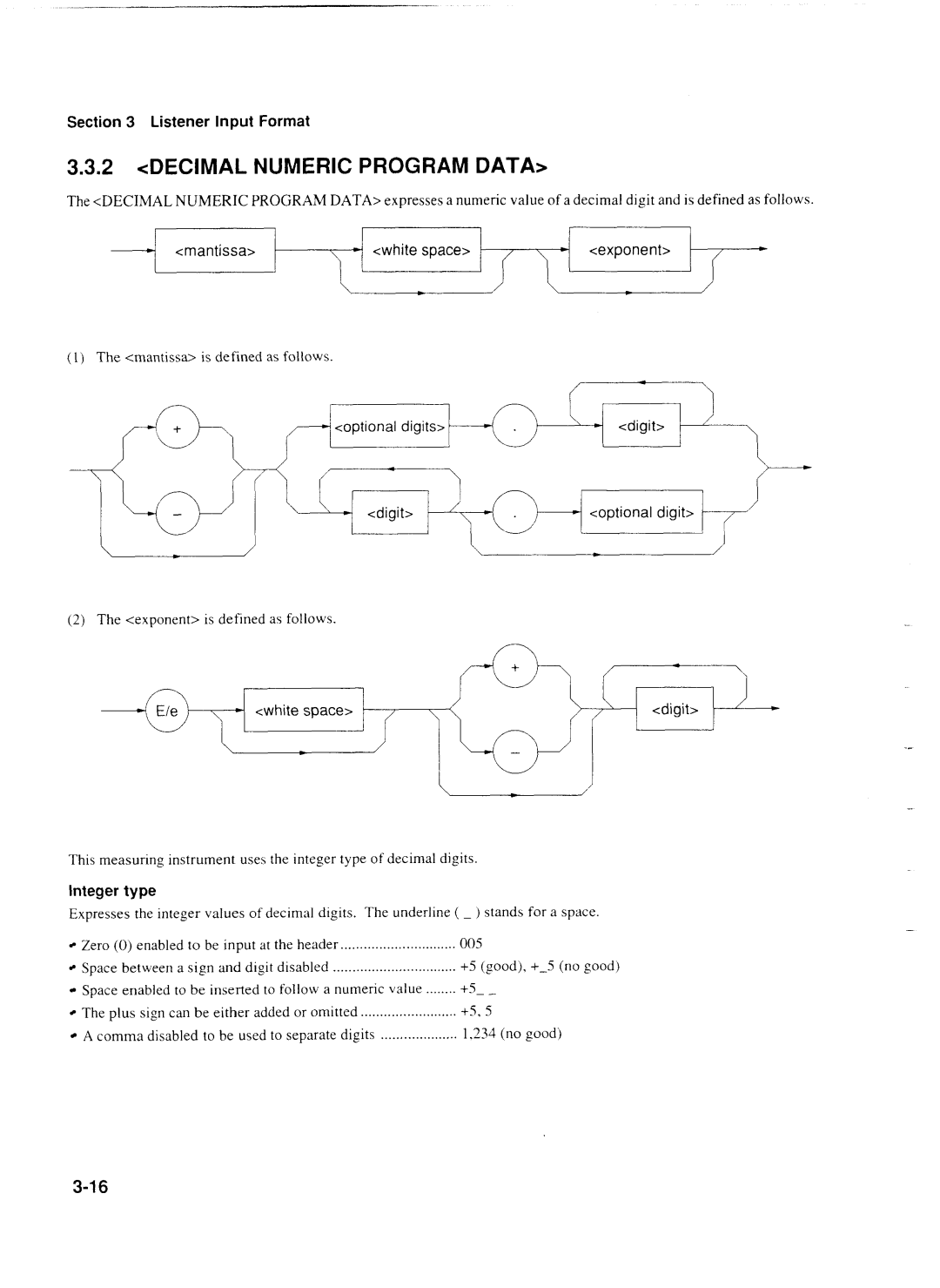 Anritsu MP1777A operation manual Decimal Numeric Program Data, Integer type 