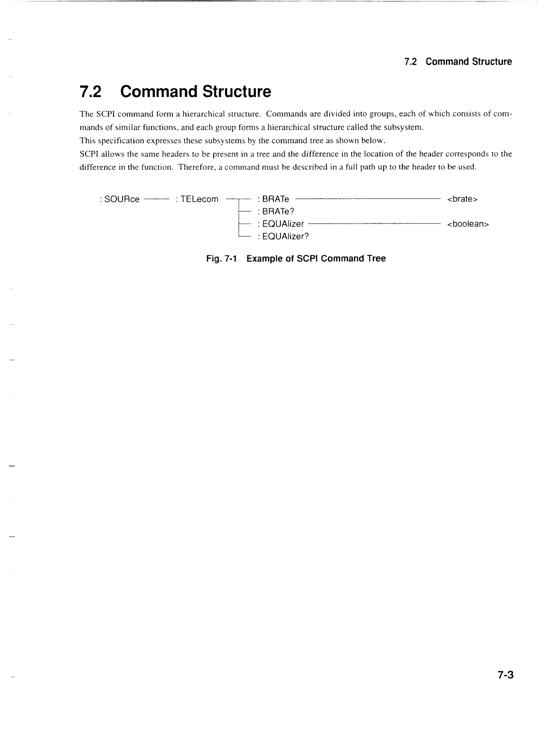 Anritsu MP1777A Command Structure, SOURce TELecom BRATe Brate BRATe? EQUAlizer, EQUAlizer?, Example of Scpi Command Tree 