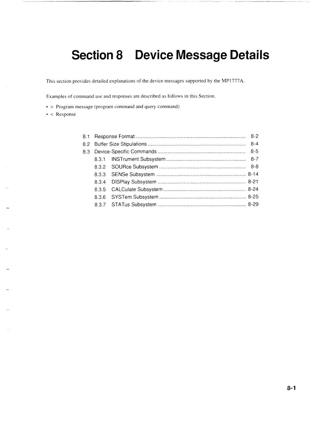 Anritsu MP1777A operation manual Device Message Details, INSTrument Subsystem 