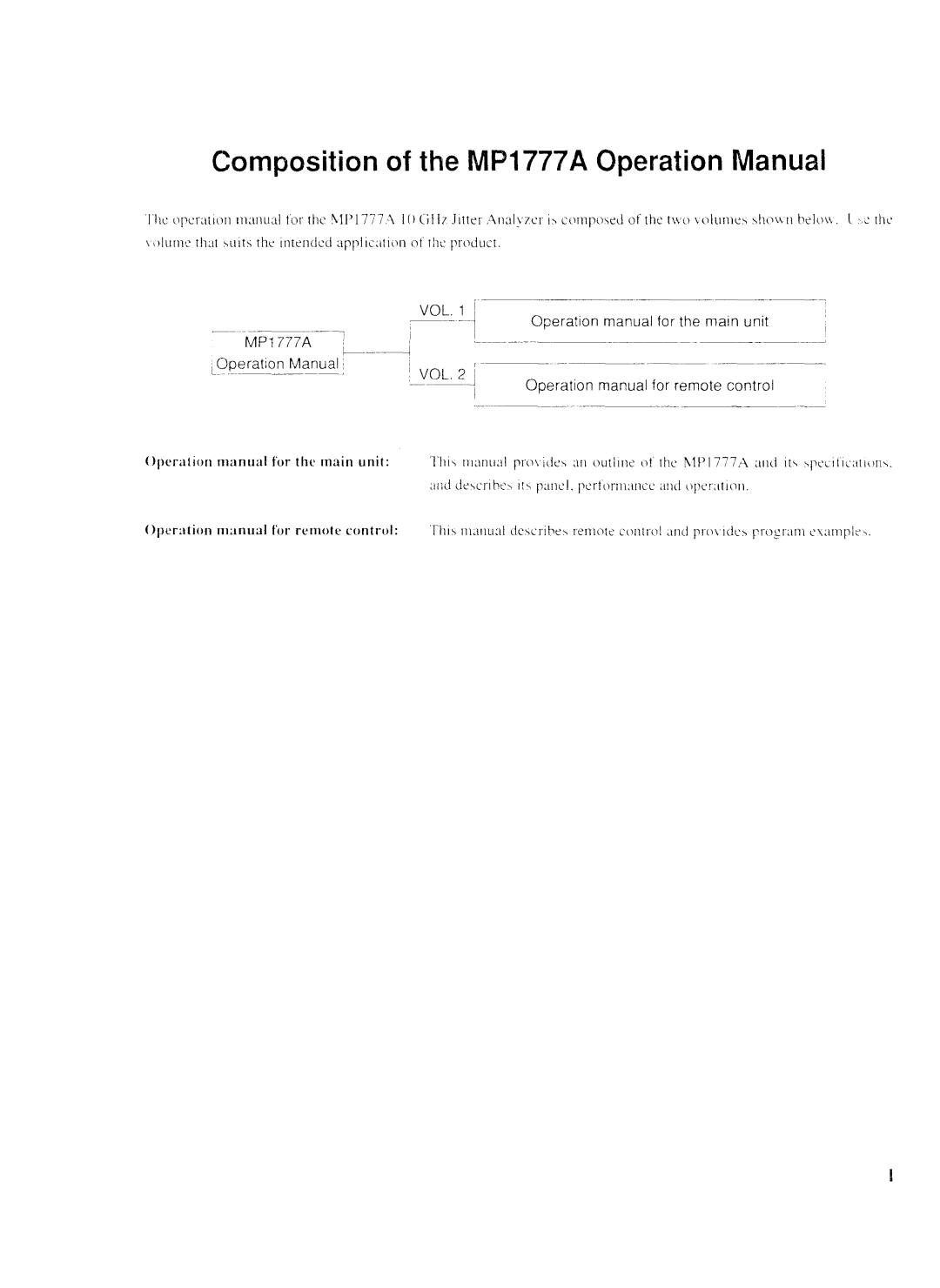 Anritsu MP1777A operation manual Vol 