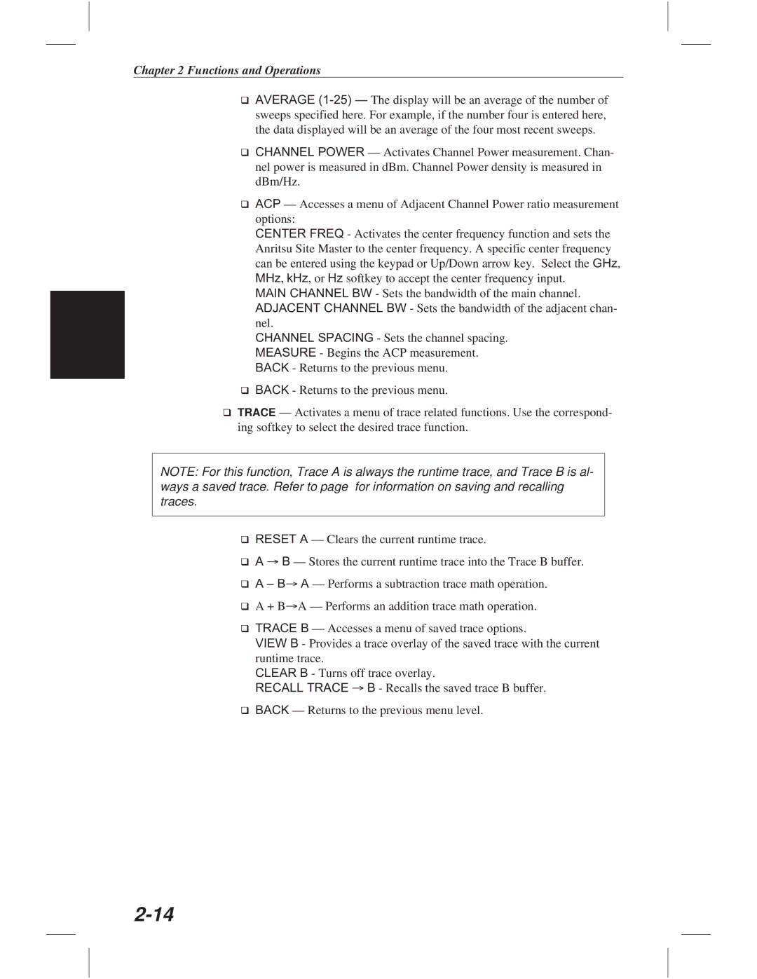 Anritsu S332C, S113C, S114C, S331C manual Functions and Operations 