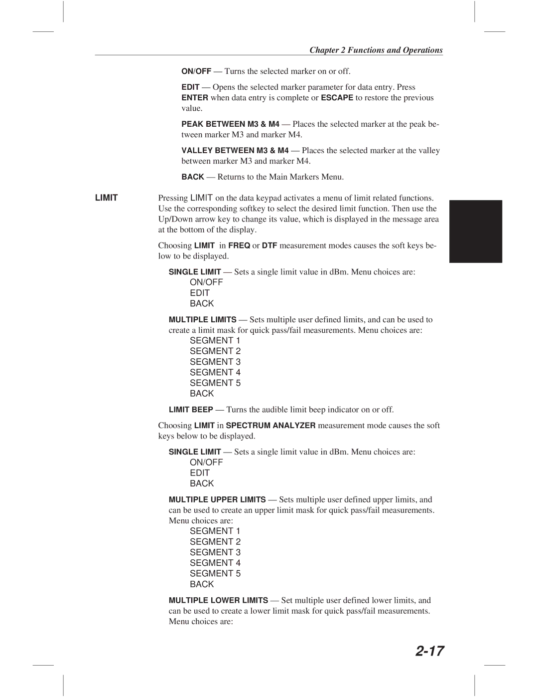 Anritsu S113C, S332C, S114C, S331C manual Limit 