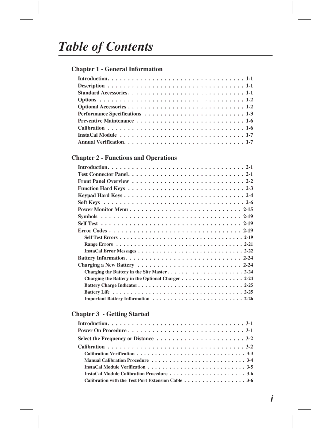 Anritsu S113C, S332C, S114C, S331C manual Table of Contents 