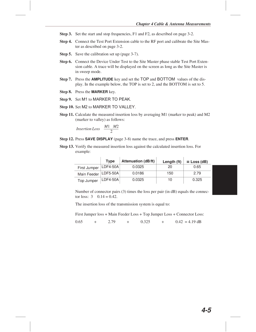 Anritsu S114C, S113C, S332C, S331C manual Set M1 to Marker to Peak Set M2 to Marker to Valley 