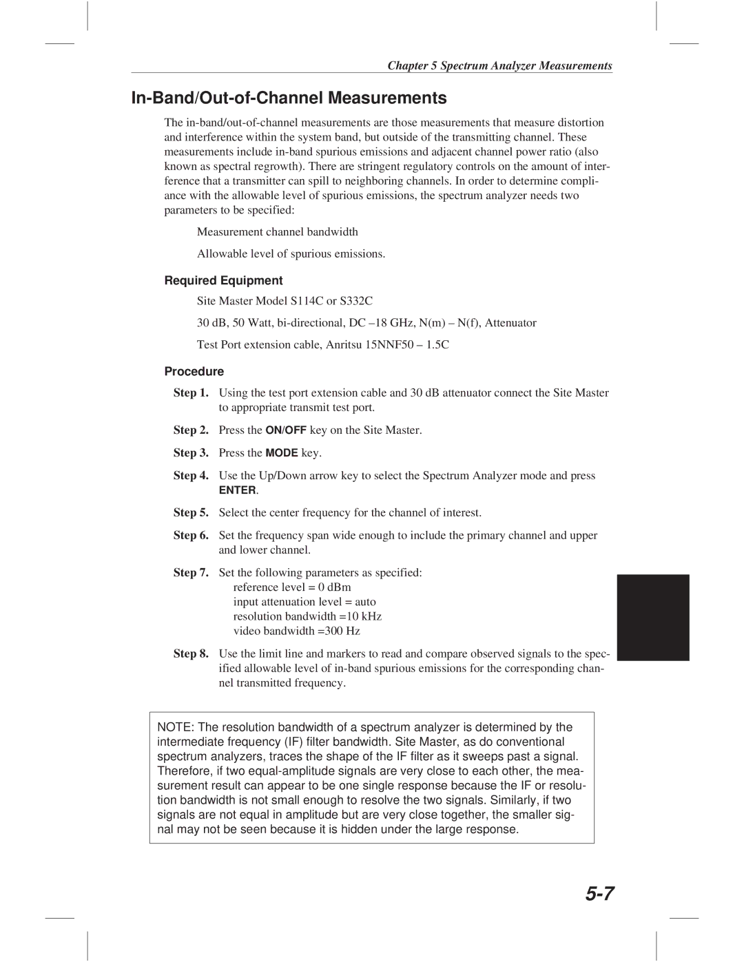 Anritsu S113C, S332C, S114C, S331C manual In-Band/Out-of-Channel Measurements 