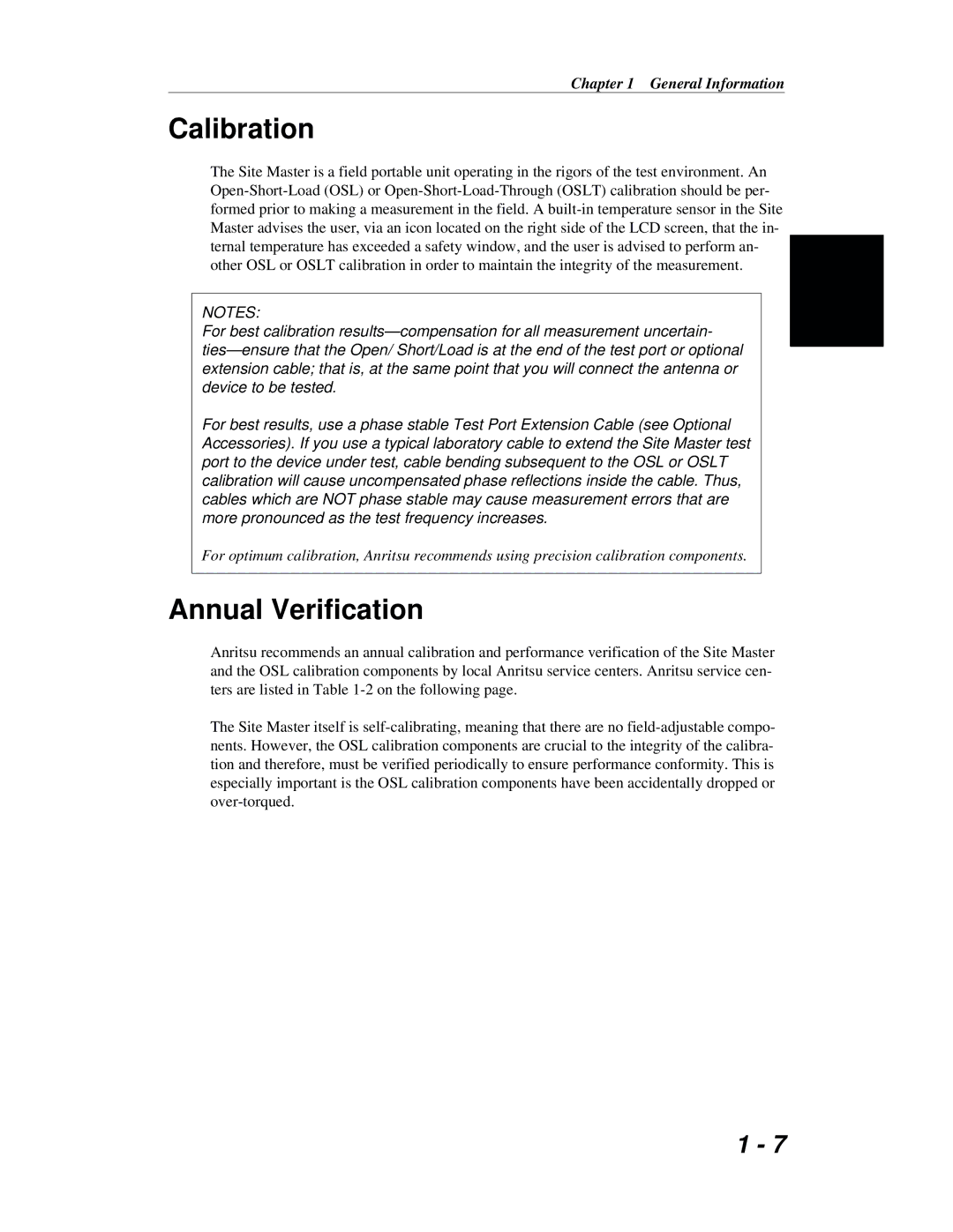 Anritsu S251B manual Calibration, Annual Verification 