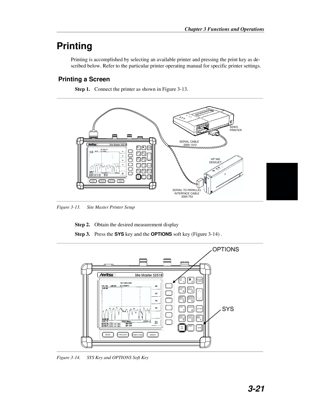 Anritsu S251B manual Printing a Screen 