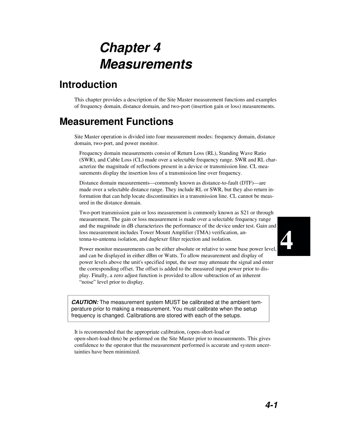 Anritsu S251B manual Chapter Measurements, Measurement Functions 