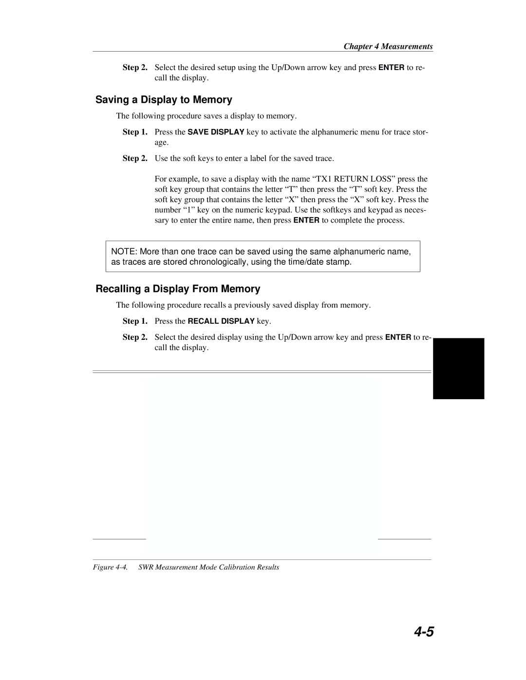 Anritsu S251B manual Saving a Display to Memory, Recalling a Display From Memory 