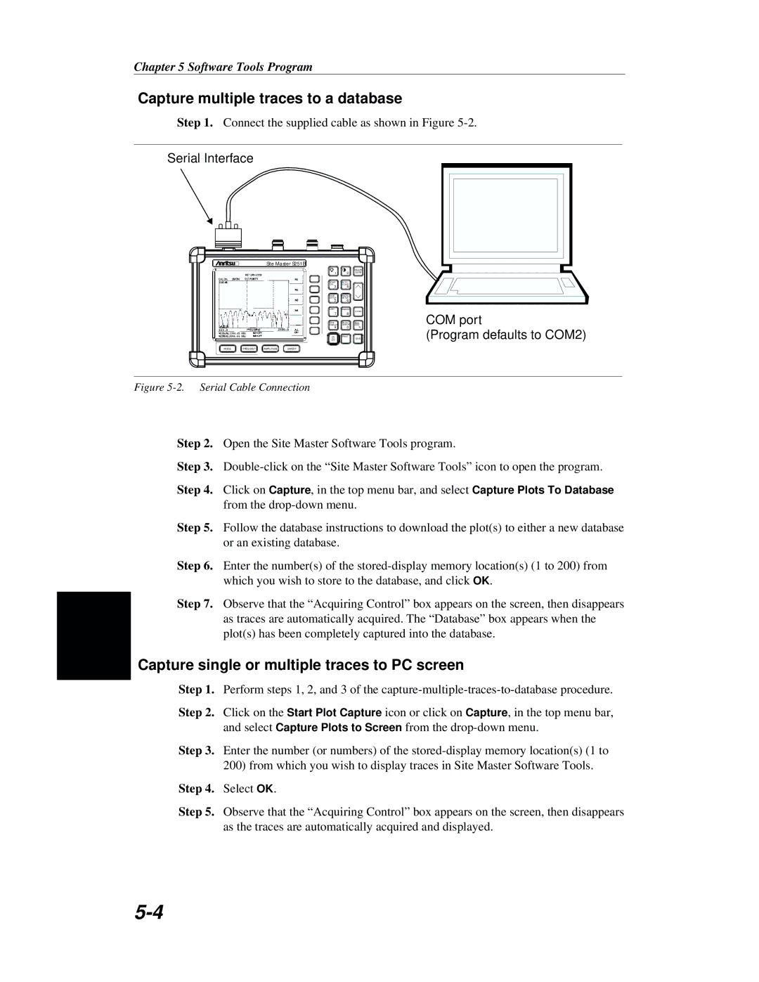 Anritsu S251B manual Capture multiple traces to a database, Capture single or multiple traces to PC screen 