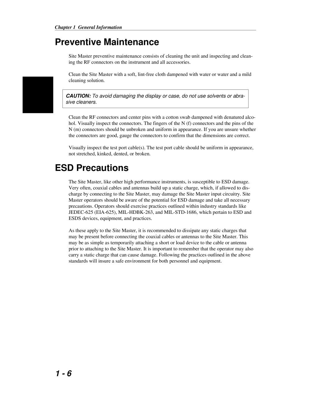 Anritsu S251C manual Preventive Maintenance, ESD Precautions 