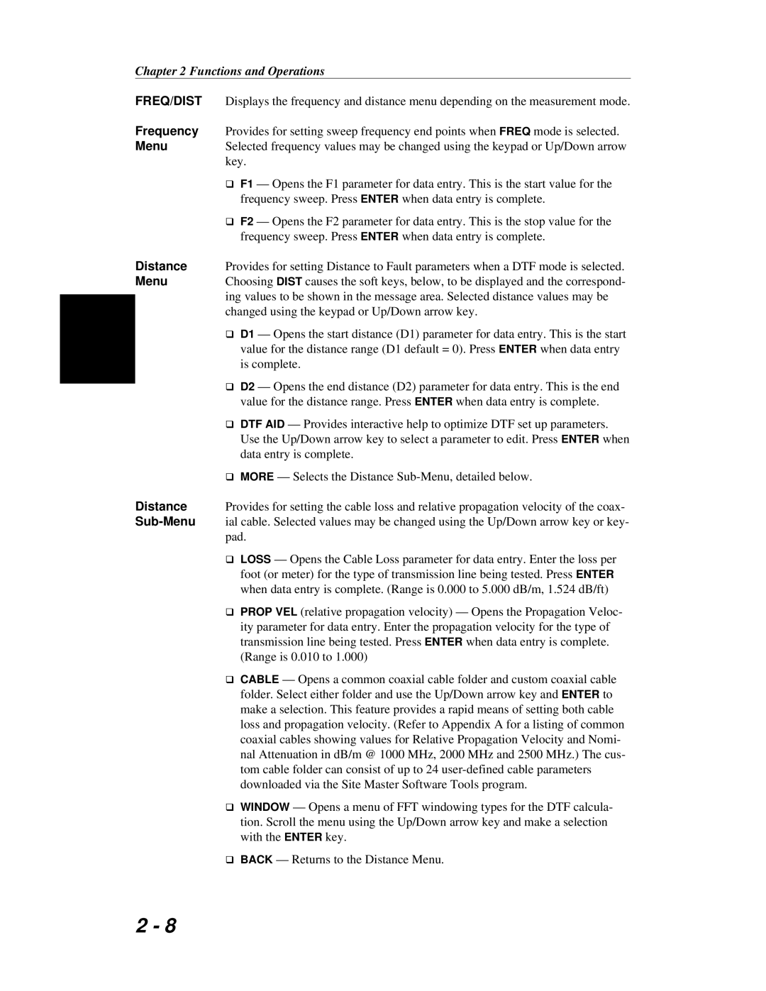 Anritsu S251C manual Functions and Operations 