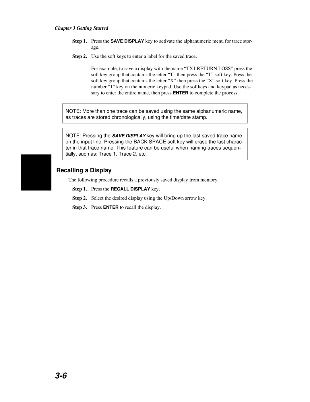 Anritsu S251C manual Recalling a Display 