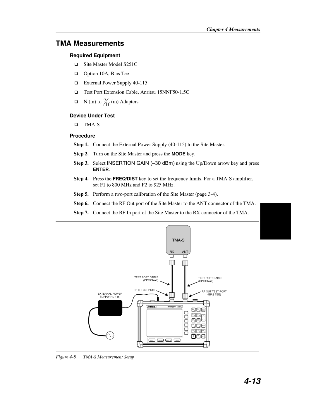 Anritsu S251C manual TMA Measurements, Tma-S 