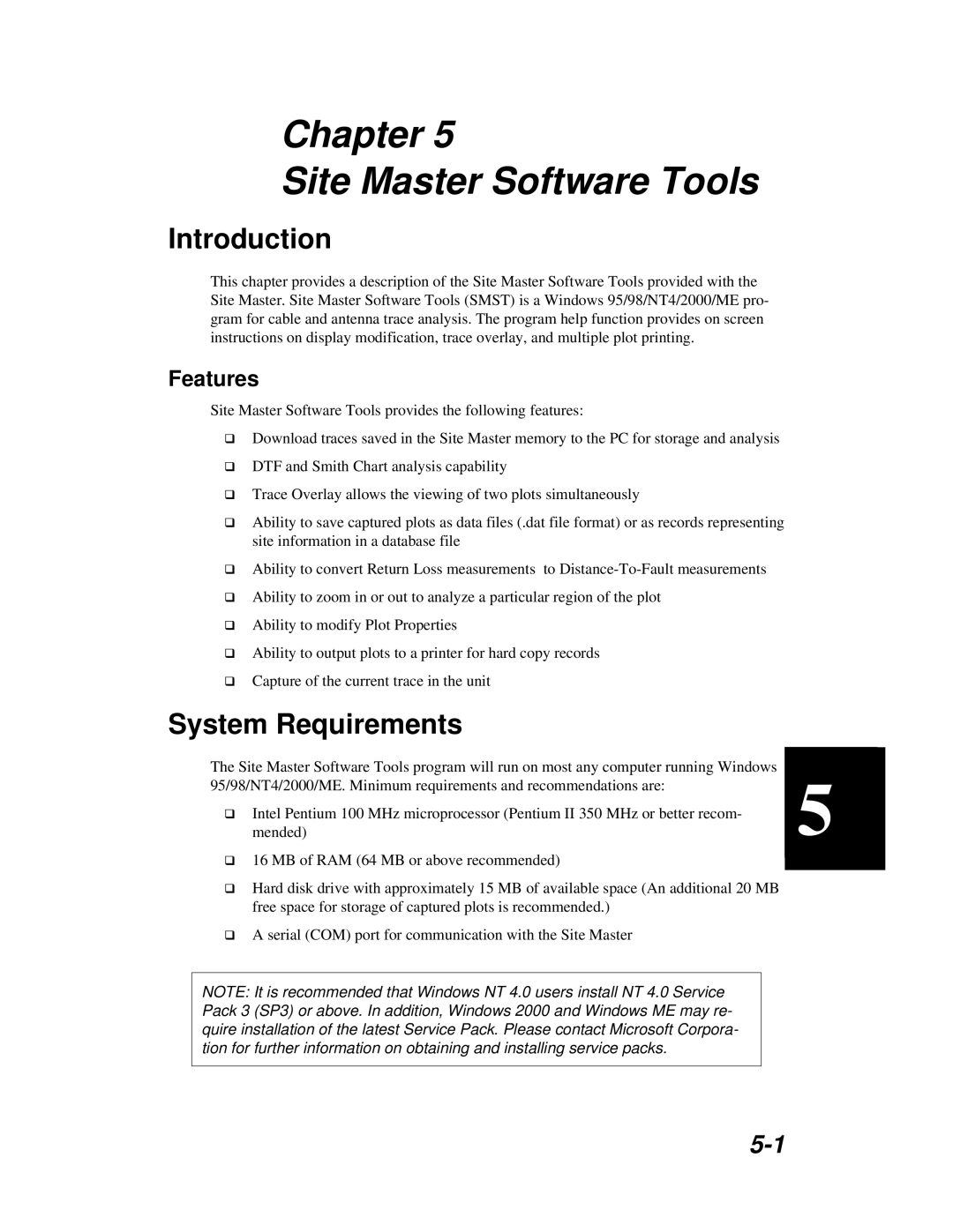 Anritsu S251C manual System Requirements, Features 