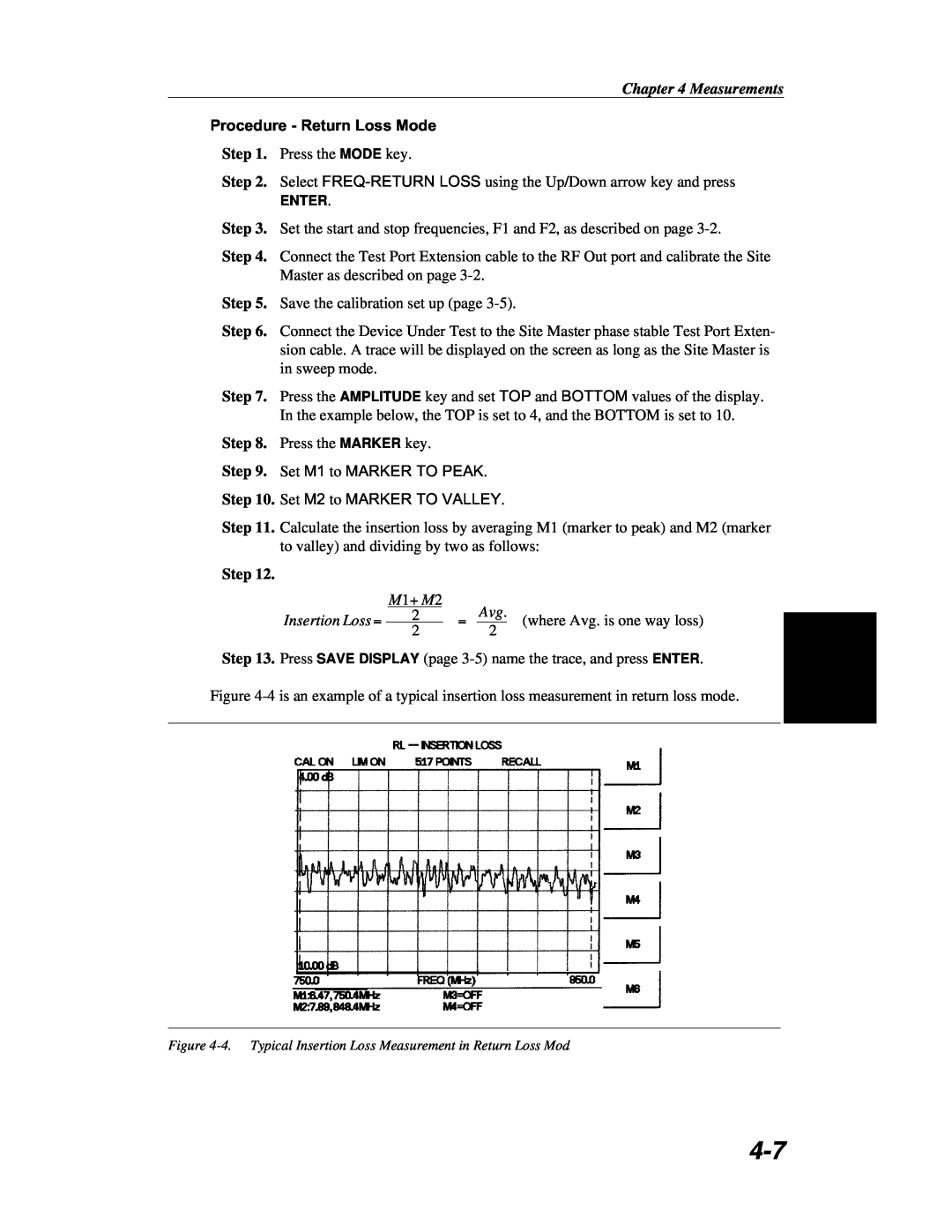 Anritsu S251C manual Procedure - Return Loss Mode, Step, Measurements 