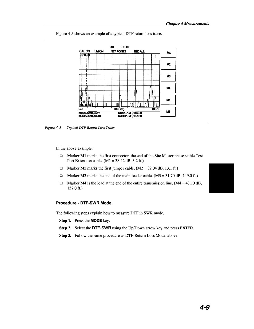 Anritsu S251C manual Procedure - DTF-SWRMode, Measurements 