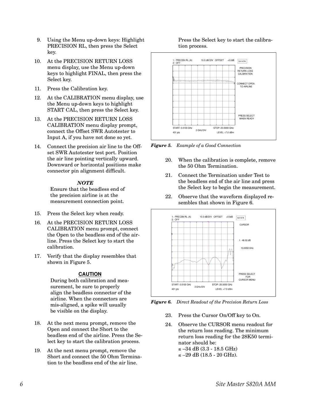 Anritsu S820A manual Example of a Good Connection 