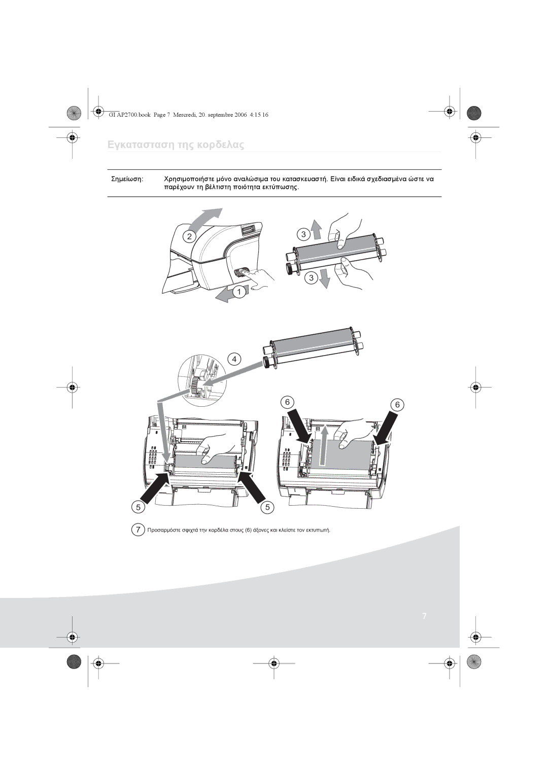 Ansco AP2700 manual Εγκατασταση της κορδελας 