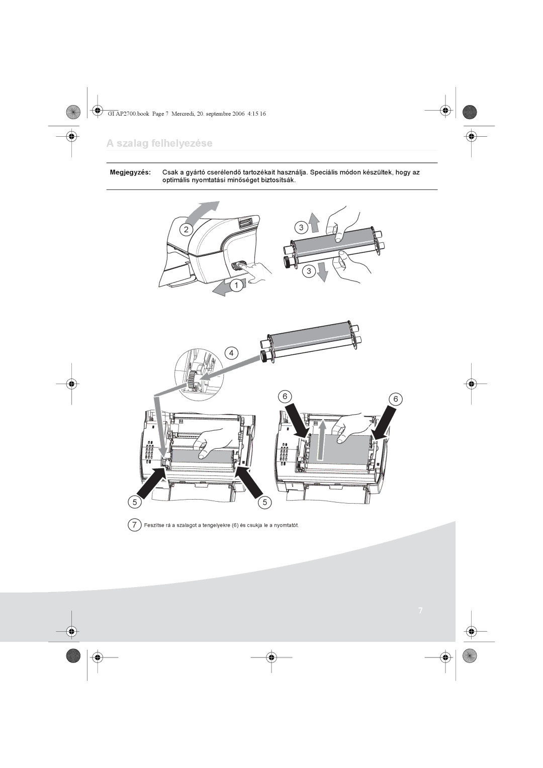 Ansco AP2700 manual Szalag felhelyezése 