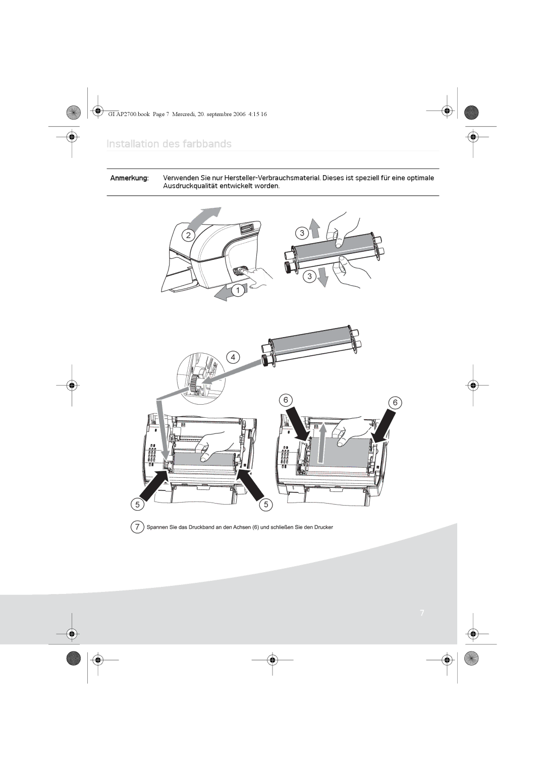 Ansco AP2700 manual Installation des farbbands 