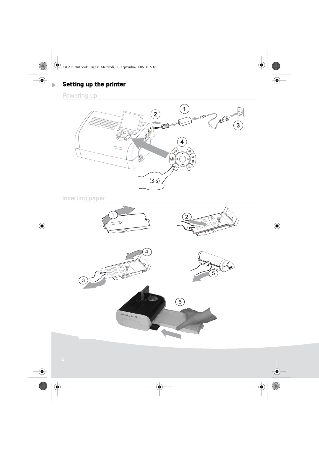 Ansco AP2700 manual Setting up the printer, Powering up Inserting paper 