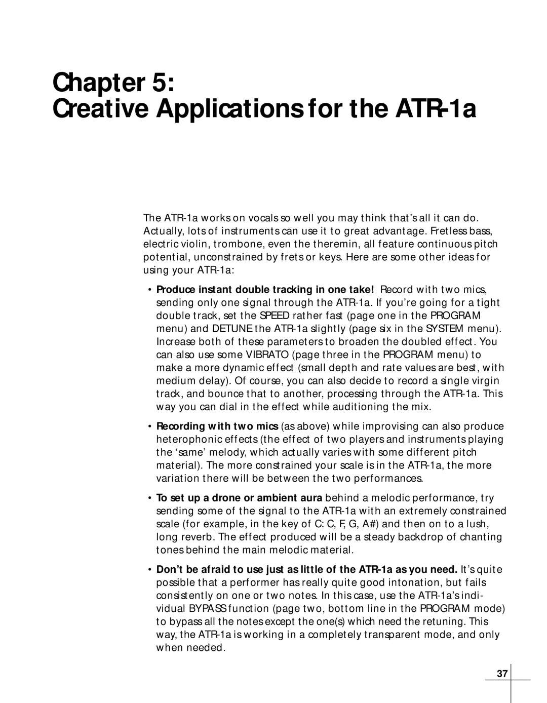 Antares manual Chapter Creative Applications for the ATR-1a 