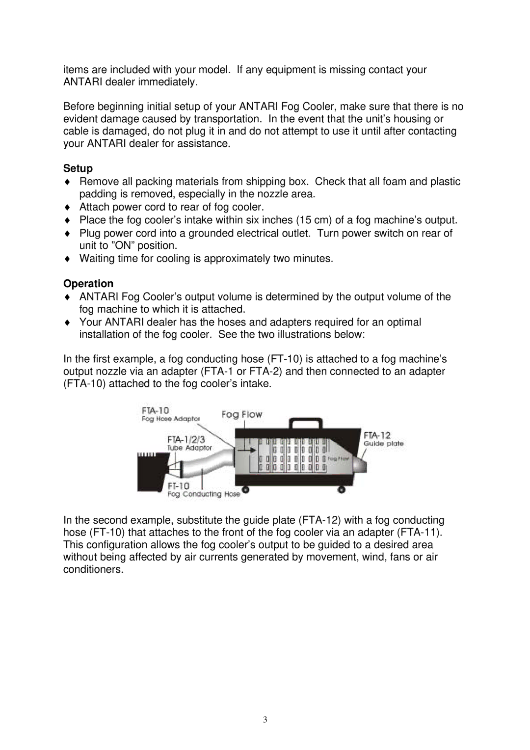 Antari Lighting and Effects DNG-100 user manual Setup, Operation 