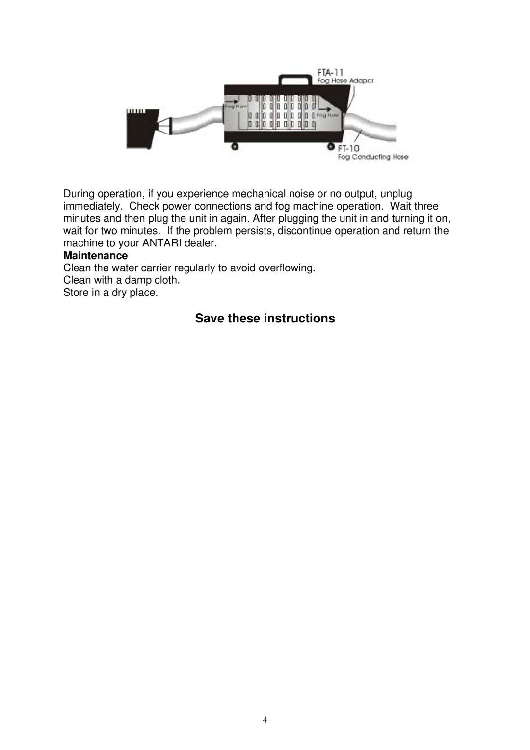 Antari Lighting and Effects DNG-100 user manual Maintenance 