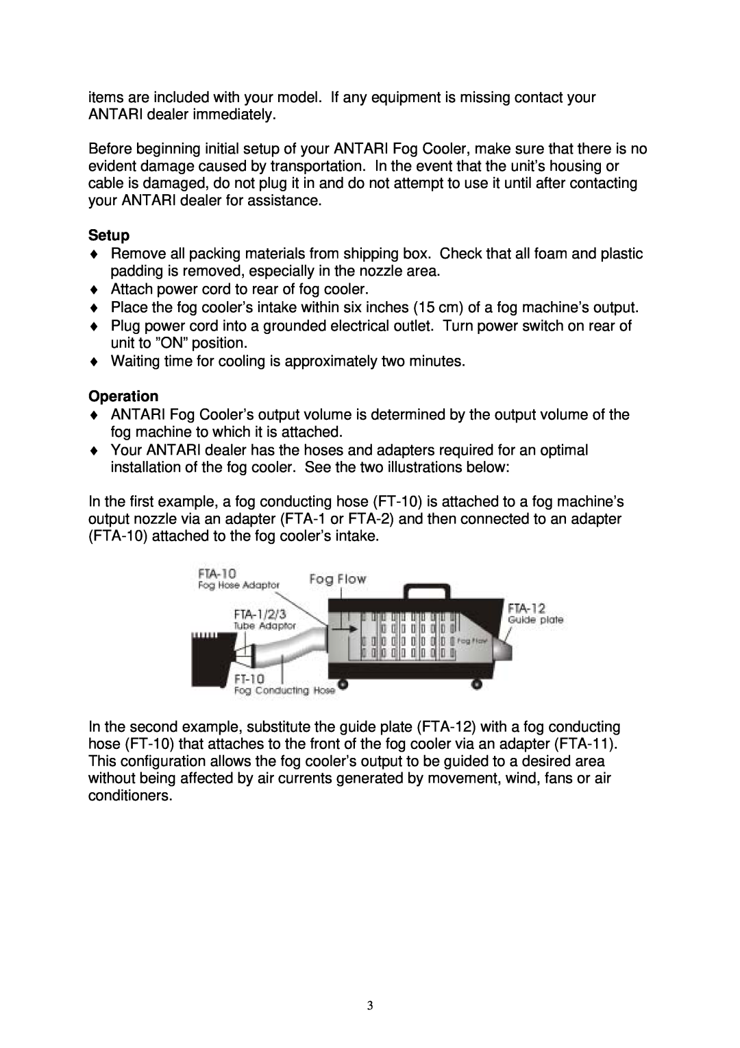 Antari Lighting and Effects DNG-100 user manual Setup, Operation 