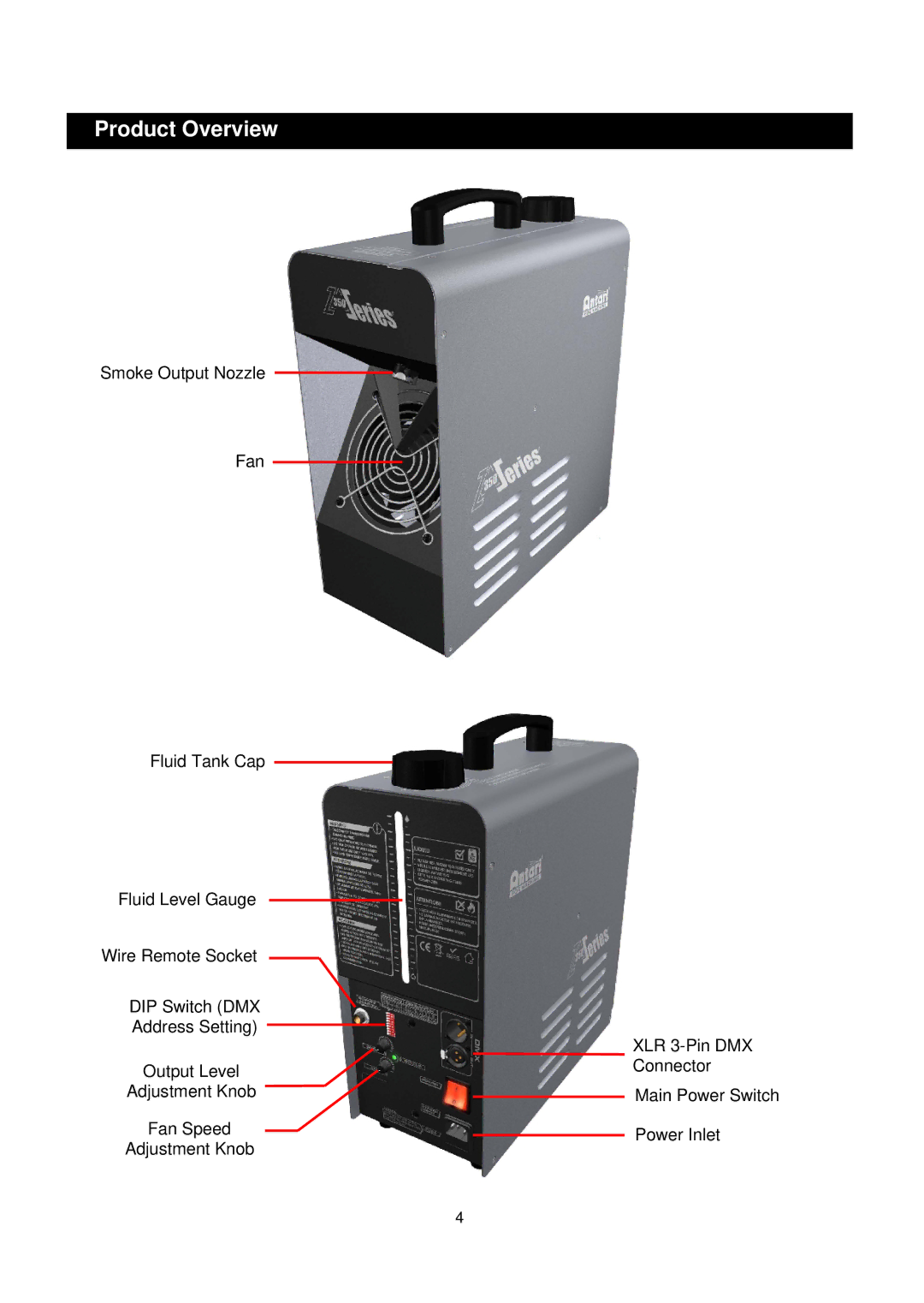 Antari Lighting and Effects Z-350 user manual Product Overview 