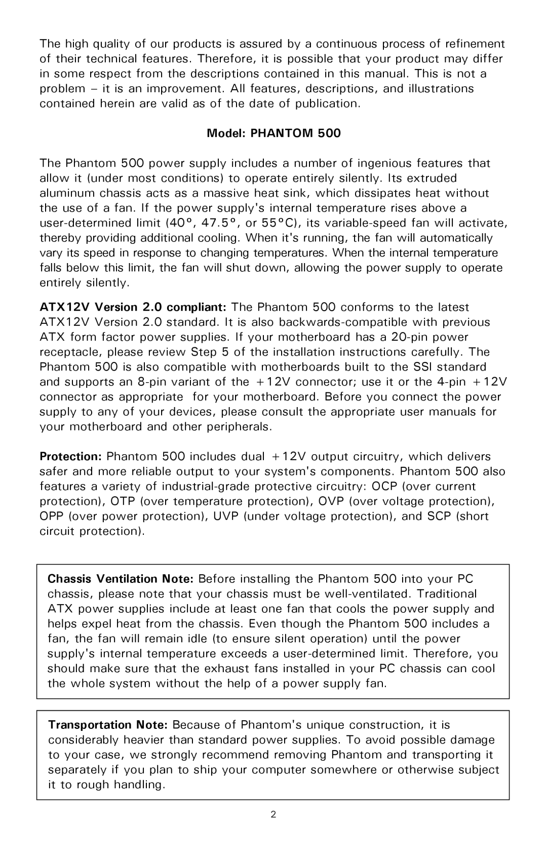 Antec 500 user manual Model Phantom 