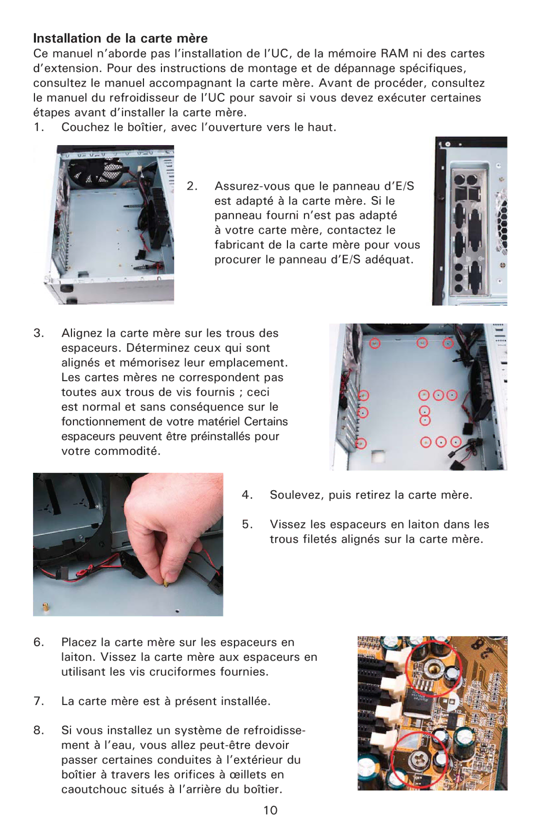 Antec 900 user manual Installation de la carte mère 