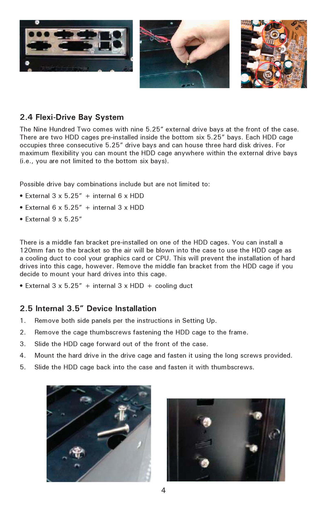 Antec 902 user manual Flexi-Drive Bay System, Internal 3.5 Device Installation 