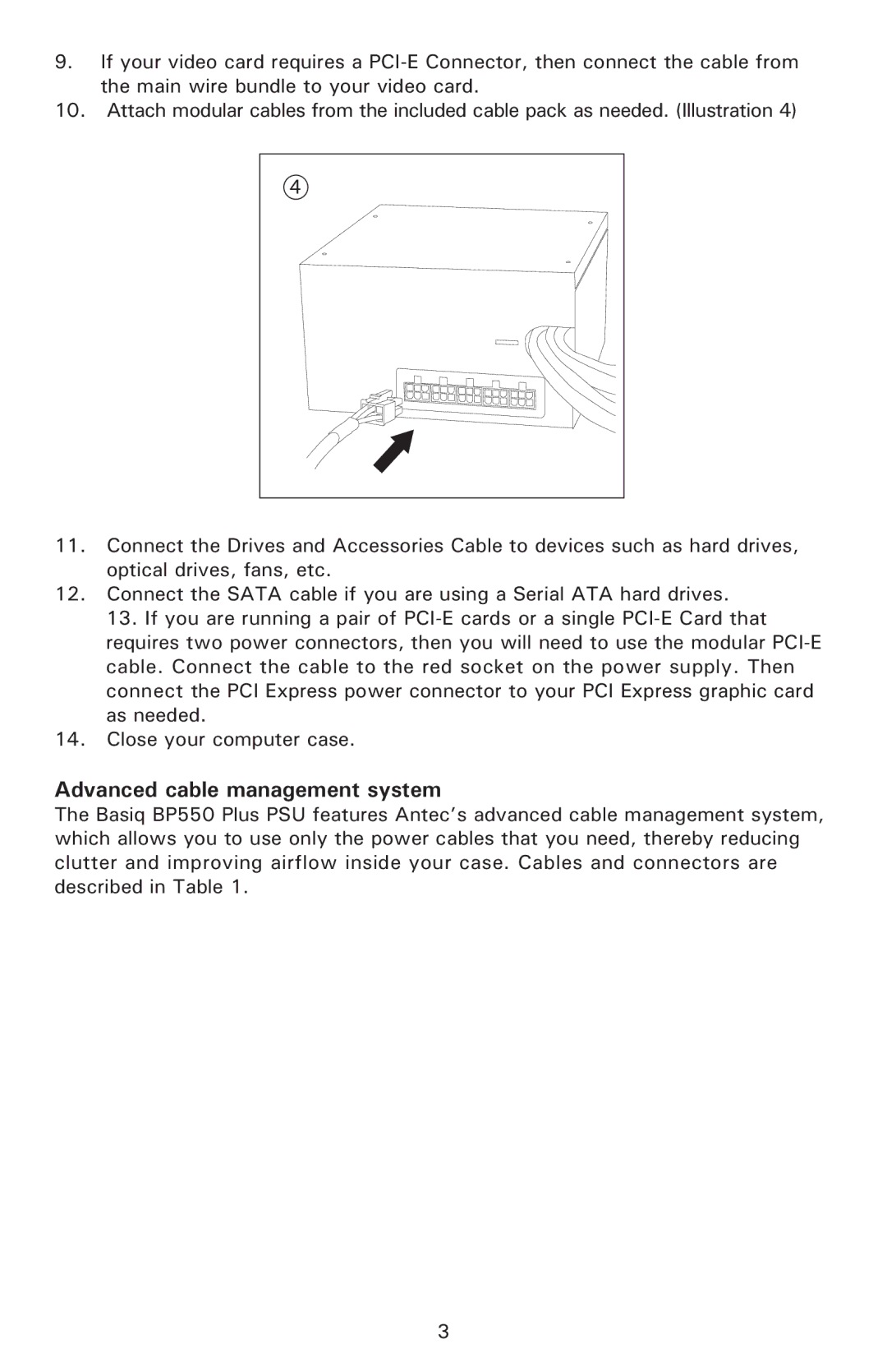 Antec BP550 PLUS user manual Advanced cable management system 