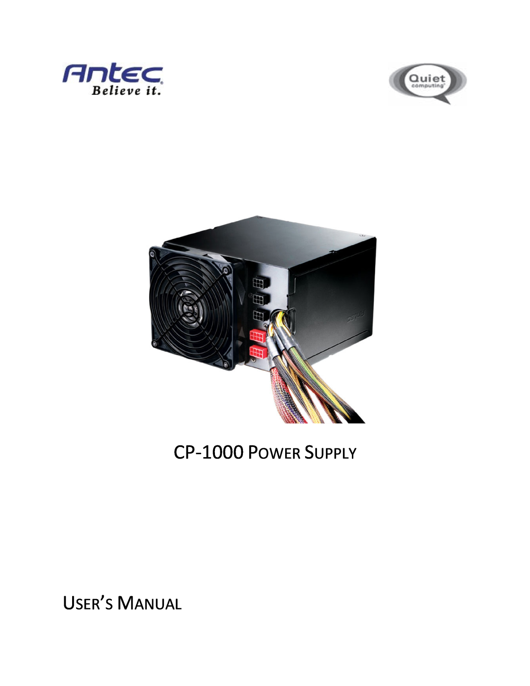 Antec user manual CP-1000 POWER SUPPLY, User’S Manual 
