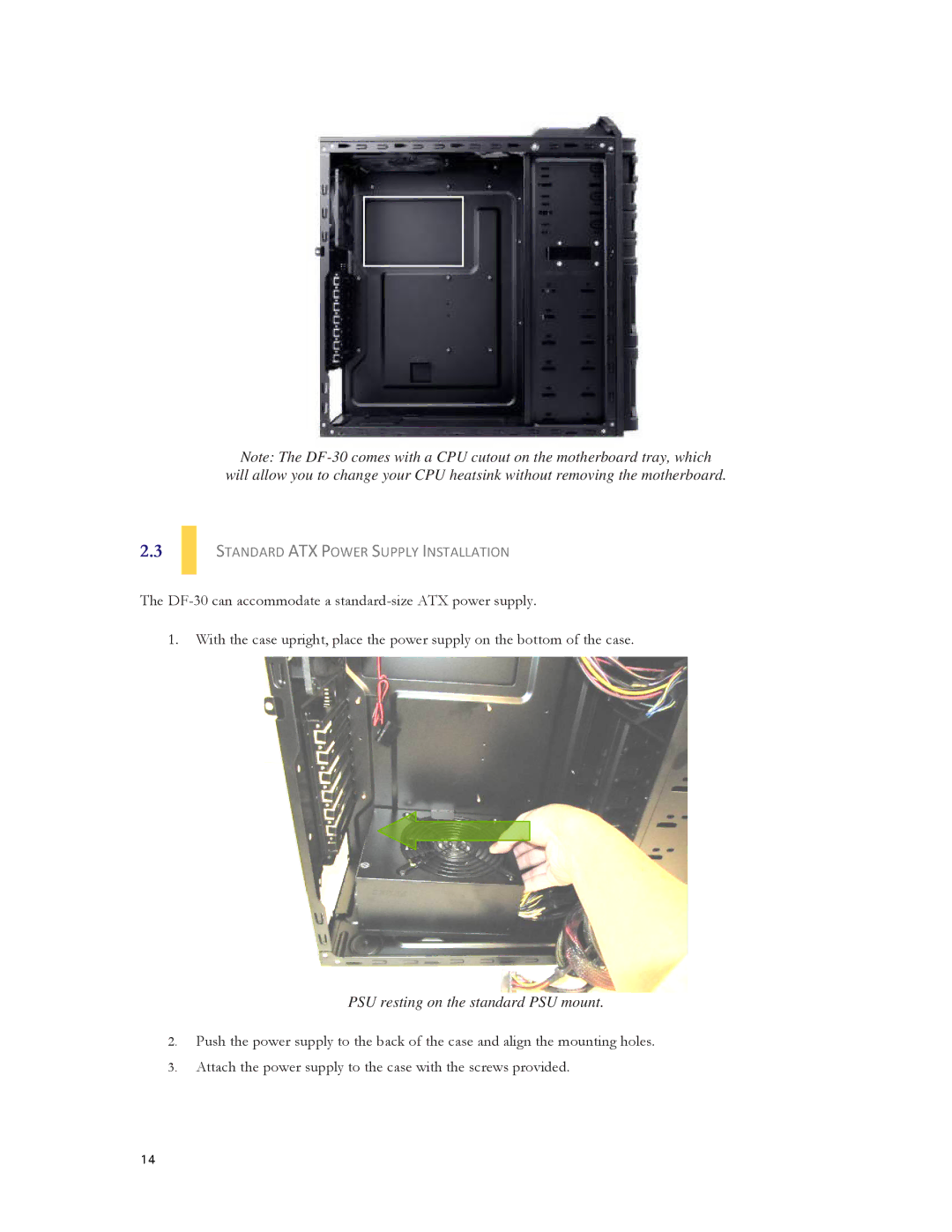 Antec DF-30 user manual Standard ATX Power Supply Installation 