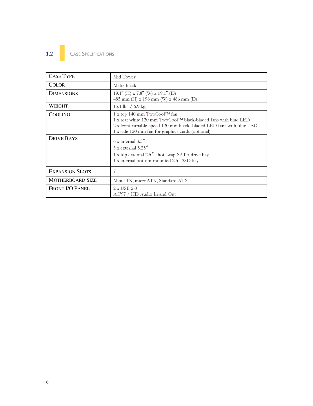 Antec DF-30 user manual ″″″, Case Specifications 