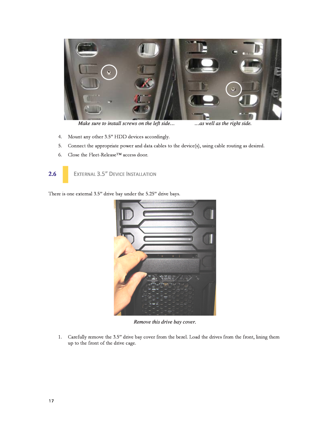 Antec DF-35 user manual Make sure to install screws on the left side…, Mount any other 3.5” HDD devices accordingly 