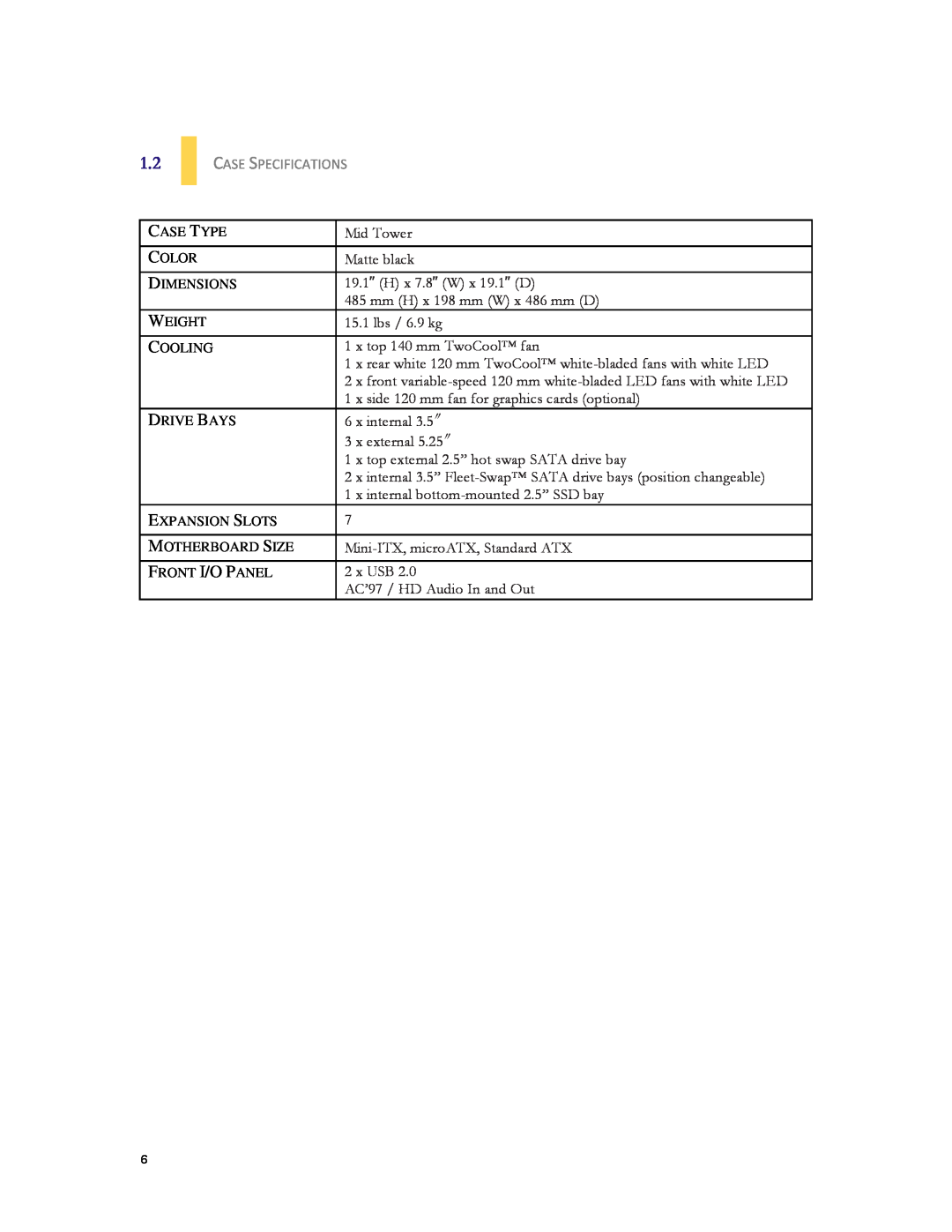 Antec DF-35 user manual Case Specifications 