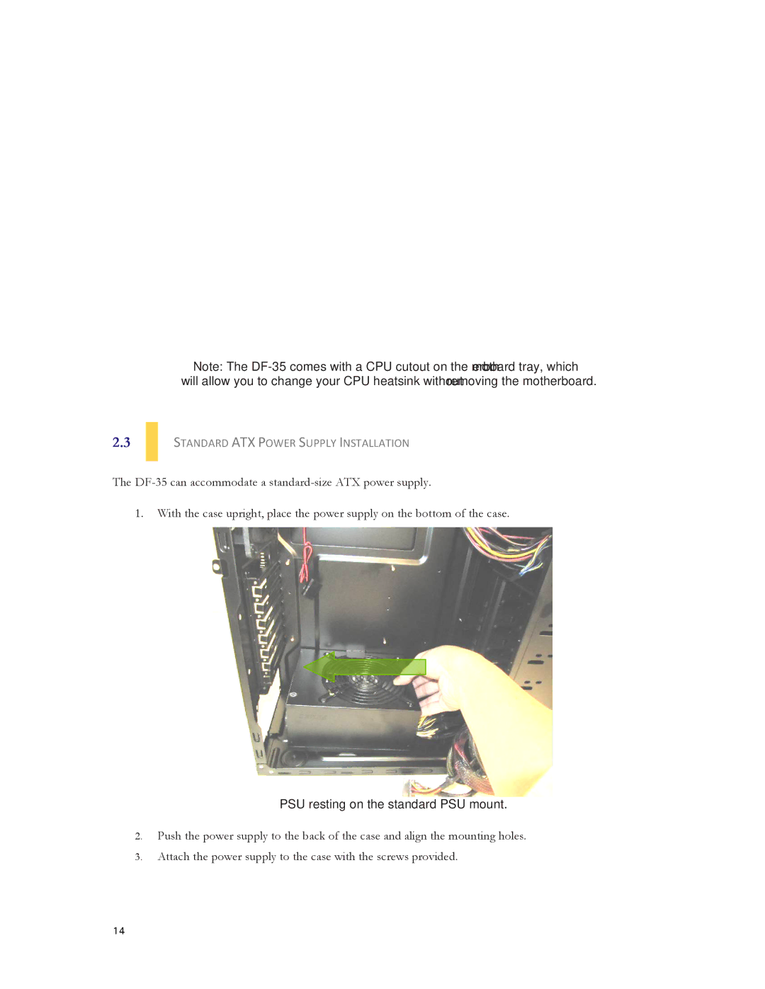 Antec DF-35 user manual Standard ATX Power Supply Installation 