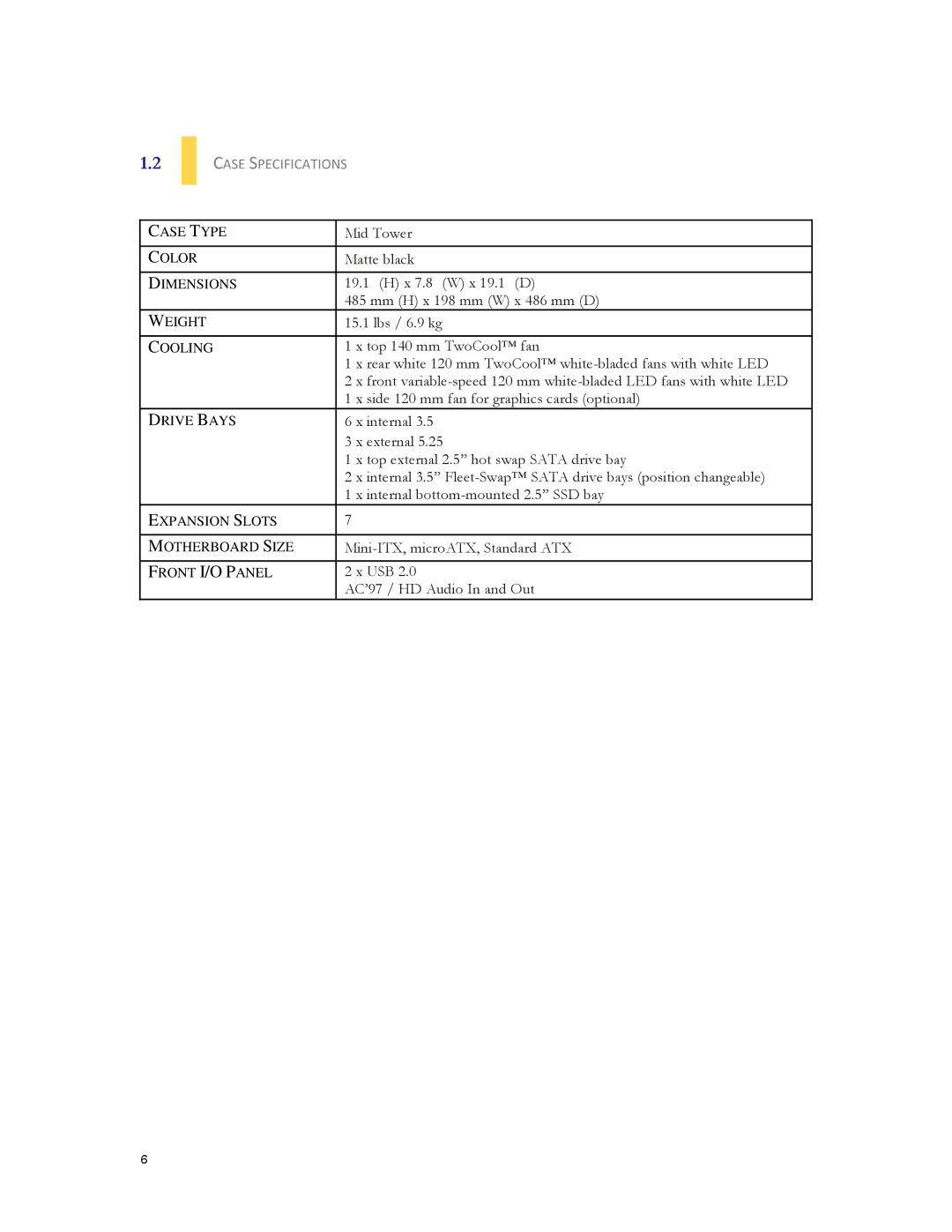 Antec DF-35 user manual Case Specifications 