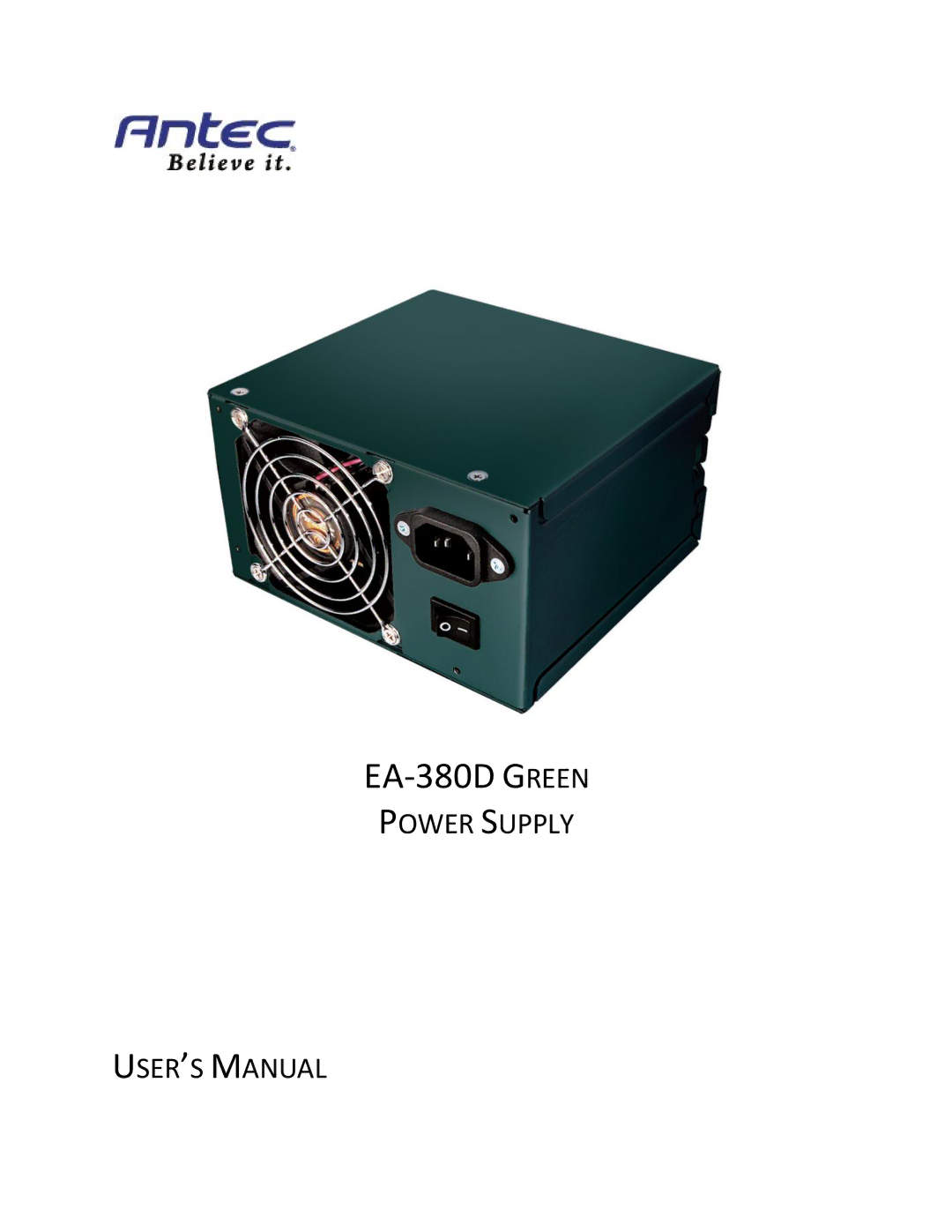 Antec user manual EA-380D Green 