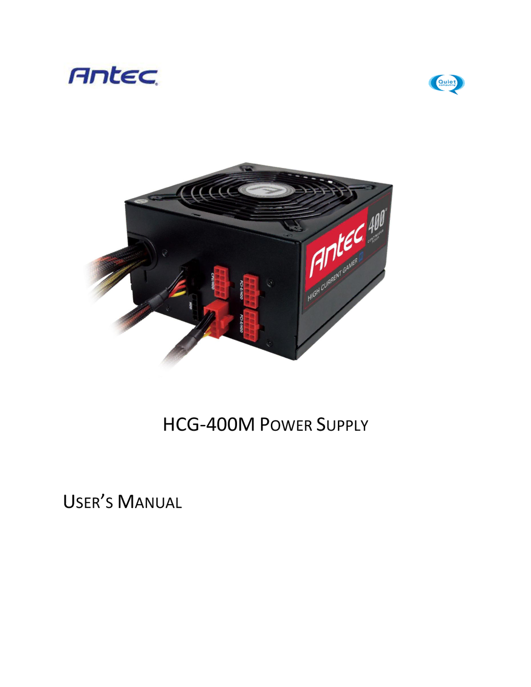 Antec user manual HCG-400M Power Supply 