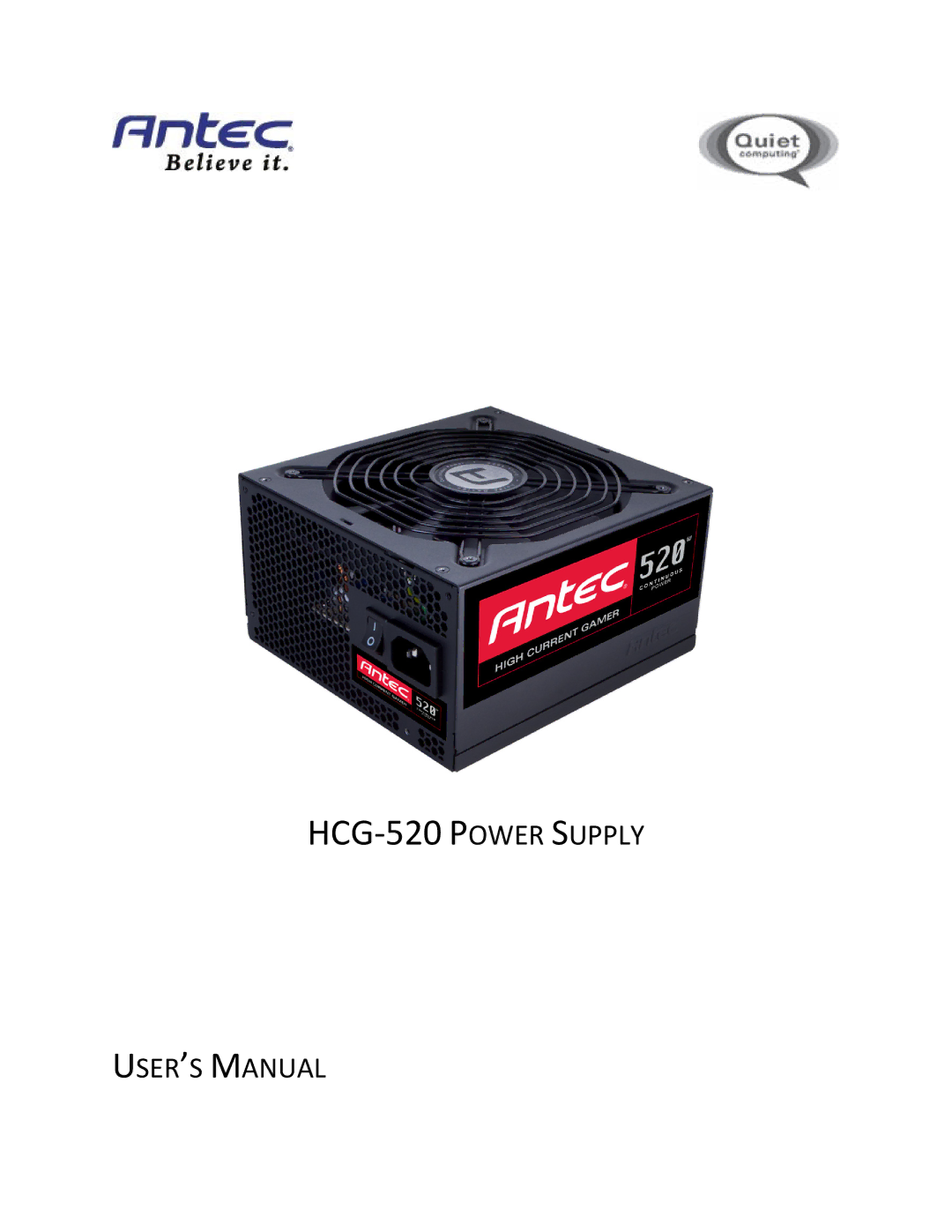 Antec user manual HCG-520 Power Supply 